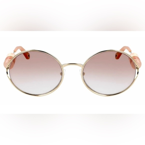 Chloe Bead Embellished Sunglasses 
Round Gold Frame Brow Mocha Mousse
NWT - Picture 4 of 16